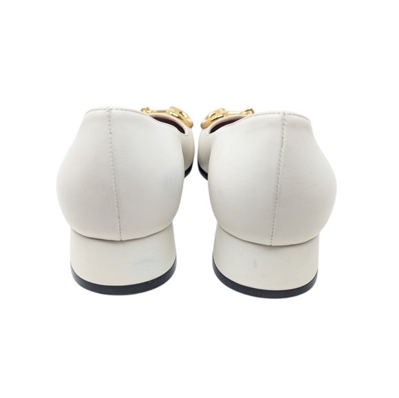 Gucci Malaga Kid Mystic White Baby Horsebit Leather Loafer Chunky Heel EU 39.5 - Picture 7 of 13